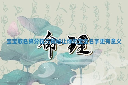 宝宝取 🈺 名算分技 🐢 巧揭秘让你的宝宝名字更有意义